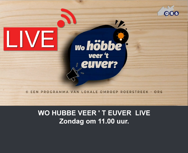De live uitzending WO HUBBE VEER ' T EUVER  op Zondag begint zoals altijd om 11.00 uur. Let op: We herhalen het programma op zondag om 15.00, 18.00 en 21.00 uur. Op maandag, dinsdag en woensdag om 9.00, 12.00, 15.00, 18.00 en 21.00 uur wordt deze uitzending nogmaals herhaald.